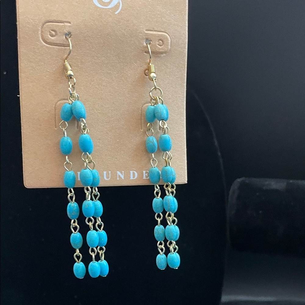Plunder Design Fashion Jewelry Weslynn Turquoise Tassel Bead Drop Dangle Earring - Picture 3 of 6